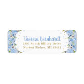 Blue Floral Baby shower Boy Birthday Adres Etiket (Voorkant)