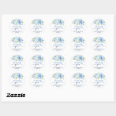 Blue Floral Baby shower Boy Classic Ronde Sticker (Vel)