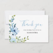 Blue Floral Baby shower Flat Dank u kaart (Voorkant)