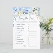 Blue Floral Baby shower Game raadt de prijs (Staand voorkant)