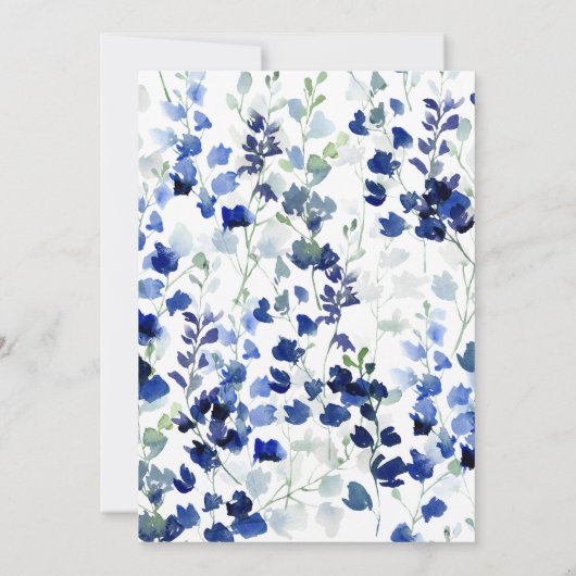 Blue Floral Baby shower Invitation Kaart (Achterkant)