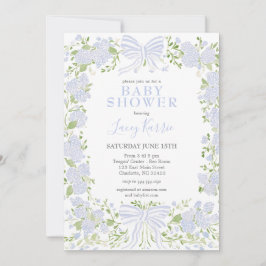 Blue Floral Baby Shower Invitation,  Kaart