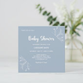 Blue Floral Baby shower Kaart (Staand voorkant)