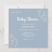 Blue Floral Baby shower Kaart (Voorkant)