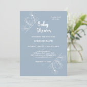 Blue Floral Baby shower Kaart (Staand voorkant)