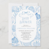 Blue Floral  Baby shower Kaart (Voorkant)