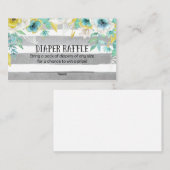 Blue Floral Baby shower Luier Raffle Tickets Informatiekaartje (Voorkant / Achterkant)