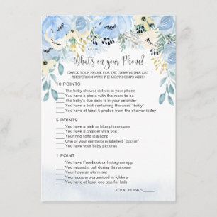 Blue Floral Baby shower Wat is er op je telefoonsp Informatiekaartje