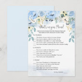 Blue Floral Baby shower Wat is er op je telefoonsp Informatiekaartje (Voorkant / Achterkant)