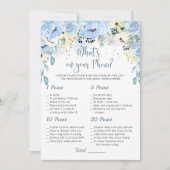 Blue Floral Baby shower Wat is er op je telefoonsp Kaart (Voorkant)