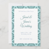 Blue Floral Background Wedding Invitation Kaart (Voorkant)