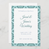 Blue Floral Background Wedding Invitation Kaart (Voorkant / Achterkant)