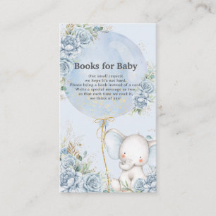 Blue Floral Balloon Olifant Boeken voor Baby showe Informatiekaartje