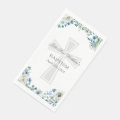 Blue Floral Baptism Party Christian Cross Custom Servet (Hoek)