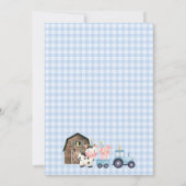 Blue Floral Barn Tractor Boerderij Verjaardagsuitn Kaart (Achterkant)