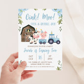 Blue Floral Barn Tractor Boerderij Verjaardagsuitn Kaart