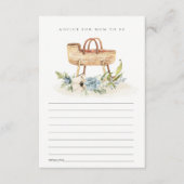 Blue Floral Bassinet Advice for Mum Baby shower Informatiekaartje (Voorkant)