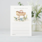 Blue Floral Bassinet Advice for Mum Baby shower Informatiekaartje (Staand voorkant)