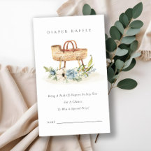 Blue Floral Bassinet Diaper Baby shower Raffle