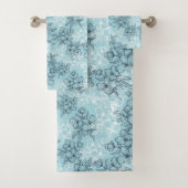 Blue Floral Bath Towelset Bad Handdoek (Insitu)