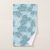 Blue Floral Bath Towelset Bad Handdoek (Handdoek)