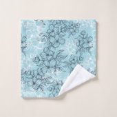 Blue Floral Bath Towelset Bad Handdoek (Wasdoekje)
