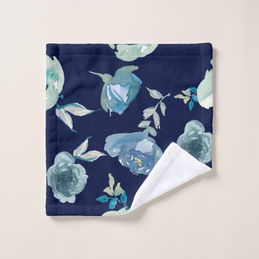 Blue Floral Bathroom Towel Set Bad Handdoek (Wasdoekje)