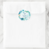 Blue Floral Beach Hawaiiaanse bruiloft / verloving Ronde Sticker (Tas)