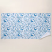 Blue Floral Beach Towel Strandlaken (Voorkant)