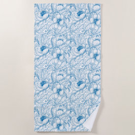 Blue Floral Beach Towel Strandlaken