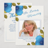 Blue Floral Bedankt voor je sympathie Aangepaste f (Voorkant / Achterkant)