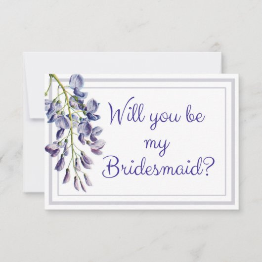 Blue Floral... ben je mijn bruidsmeisje Kaart? Kaart (Voorkant)