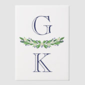 Blue Floral Berry Springs Monogram Trouwbedekking Vellum Uitnodigingen (Voorkant)