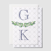 Blue Floral Berry Springs Monogram Trouwbedekking Vellum Uitnodigingen (Offset (Uitnodiging))