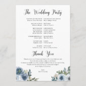 Blue Floral Best Day Ever Wedding Tijdschema Programmakaart (Achterkant)