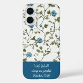 Blue Floral Bible Verse Case-Mate iPhone Case (Achterkant)