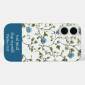 Blue Floral Bible Verse Case-Mate iPhone Case (Achterkant (horizontaal))