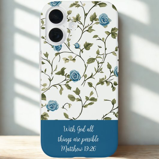 Blue Floral Bible Verse Case-Mate iPhone Case