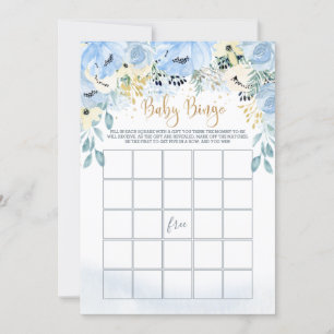 Blue Floral Bingo/Raad wie Baby shower games spele Kaart
