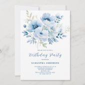 Blue Floral Birthday Kaart (Voorkant)