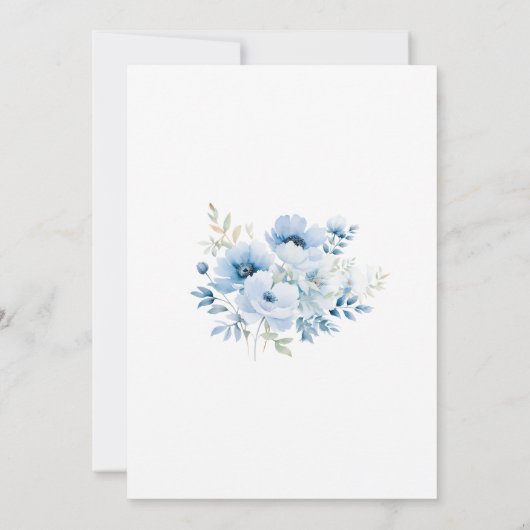 Blue Floral Birthday Kaart (Achterkant)