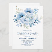 Blue Floral Birthday Kaart (Voorkant / Achterkant)