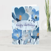 Blue Floral Birthday Kaart (Voorkant)