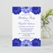 Blue Floral Birthday Kaart (Staand voorkant)
