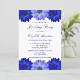 Blue Floral Birthday Kaart