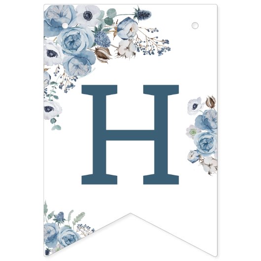 Blue Floral Birthday Party Vlaggetjes (Tweede vlag)