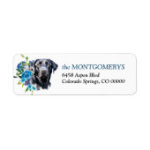 Blue Floral Black Lab Retouradres Etiket (Voorkant)