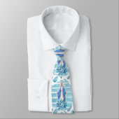 Blue floral Blessed Mary Our Lady of Grace Stropdas (Gebonden)