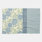 Blue Floral Block Print w Blue Stripes Theedoek (Horizontaal)