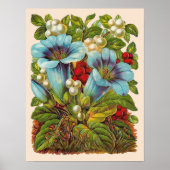 "Blue Floral"  bloemen Poster (Voorkant)